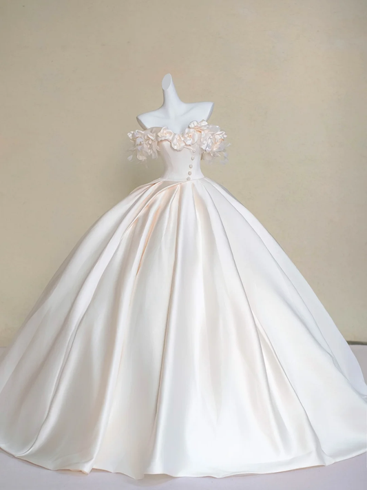 Modest Wedding Dress Ball Gown Off The Shoulder Light Pink Satin Long Wedding Dresses Brides Dress Bridal Gowns DP1976