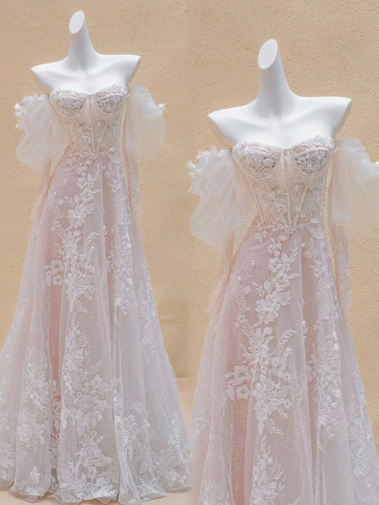 Modest Wedding Dress Ball Gown Off The Shoulder Tulle Lace Long Wedding Dresses Brides Dress Bridal Gowns DP1995