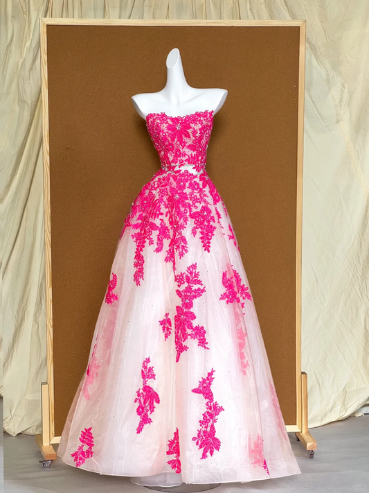 Elegant Ball Gown Sweetheart Tulle Pink Long Prom Dress Party Dress Graduation Dresses DP1999