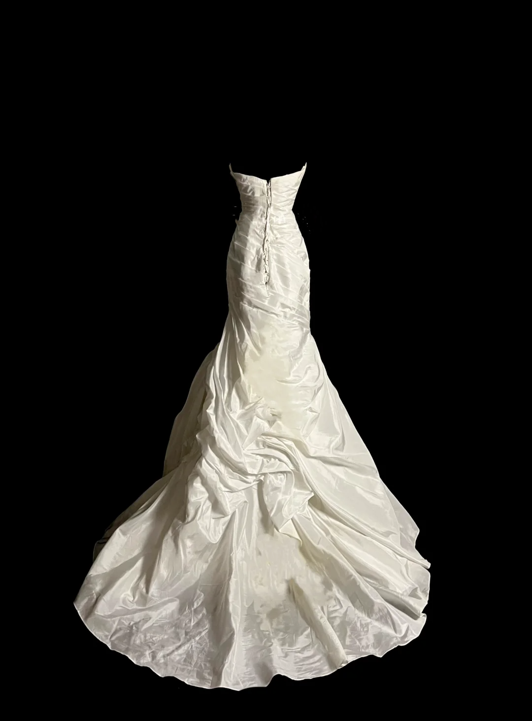 Retro Wedding Dress Mermaid Strapless Long Satin Ivory Ruffles Wedding Dresses Bridal Gowns DP2026