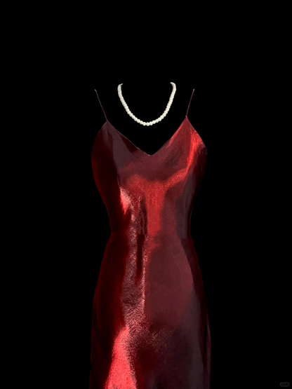 Vintage Mermaid Spaghetti Straps Red Long Evening Party Gowns Evening Formal Dresses Prom Dress DP2029