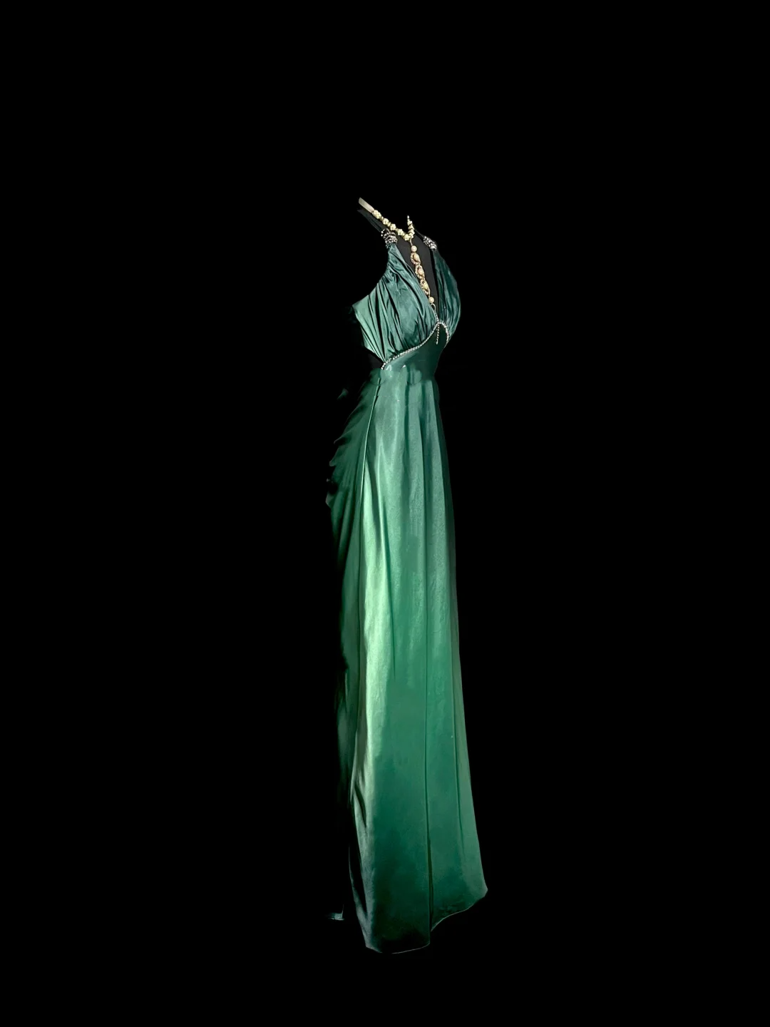 Vintage Mermaid Halter Green Satin Backless Long Evening Party Gowns Evening Formal Dresses Prom Dress DP2030