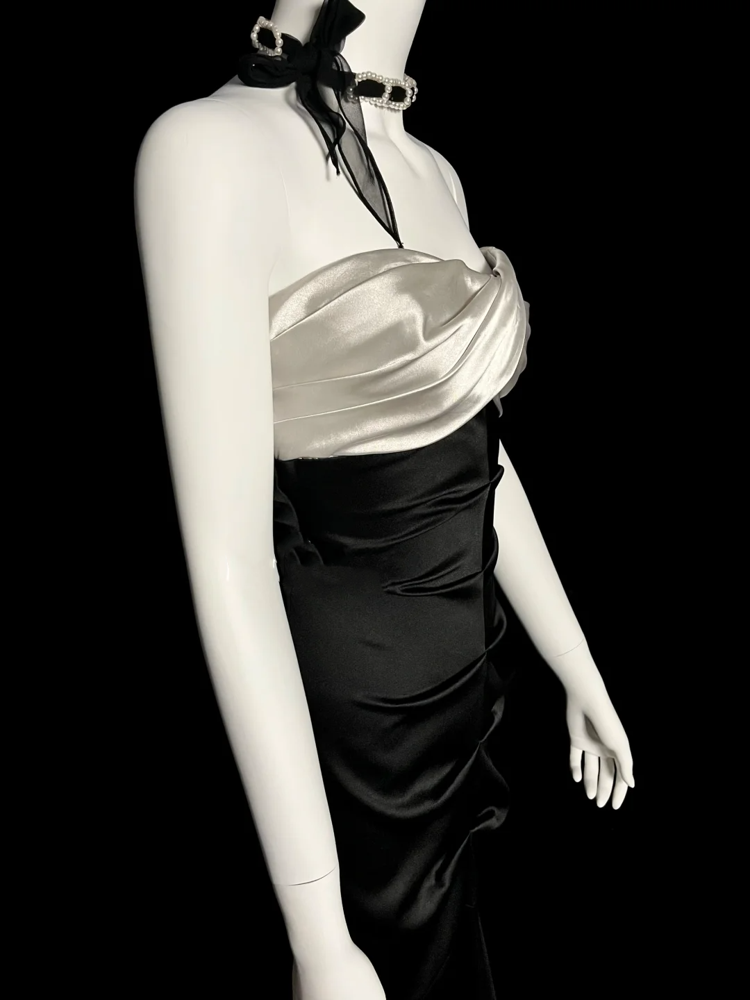 Vintage Mermaid Sweetheart Black Satin Backless Long Evening Party Gowns Evening Formal Dresses Prom Dress DP2031