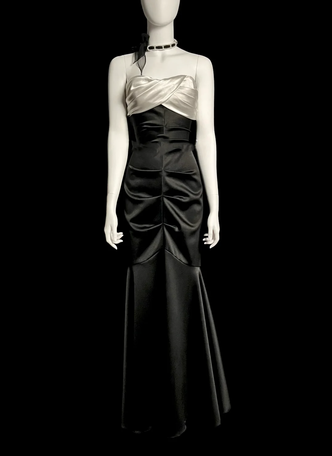 Vintage Mermaid Sweetheart Black Satin Backless Long Evening Party Gowns Evening Formal Dresses Prom Dress DP2031