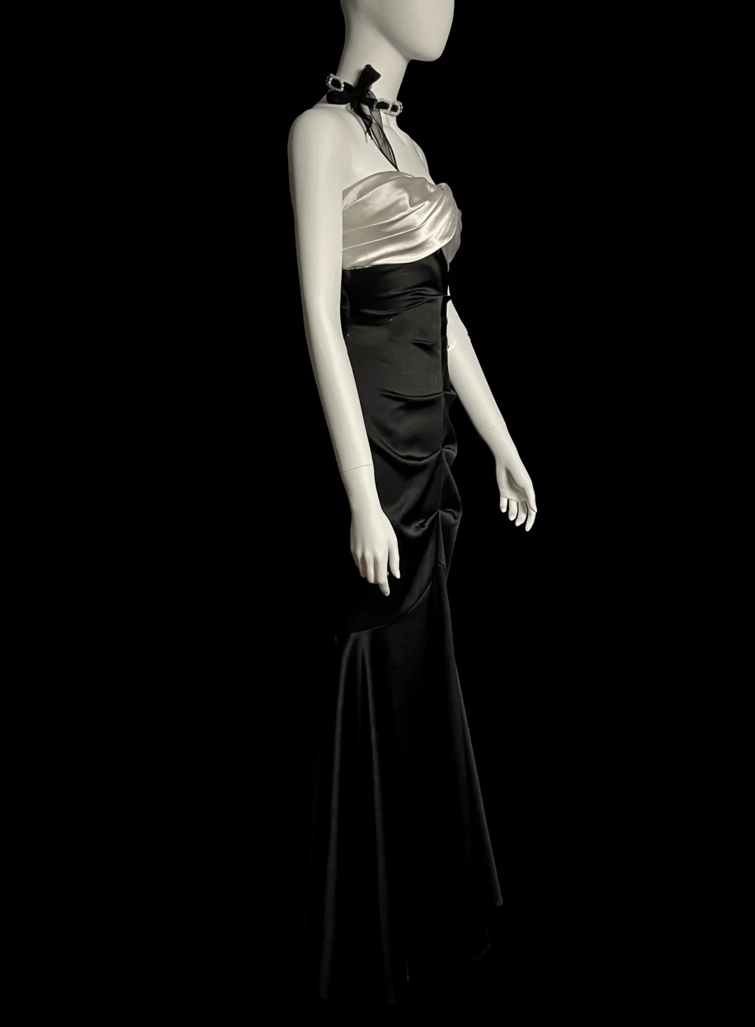 Vintage Mermaid Sweetheart Black Satin Backless Long Evening Party Gowns Evening Formal Dresses Prom Dress DP2031