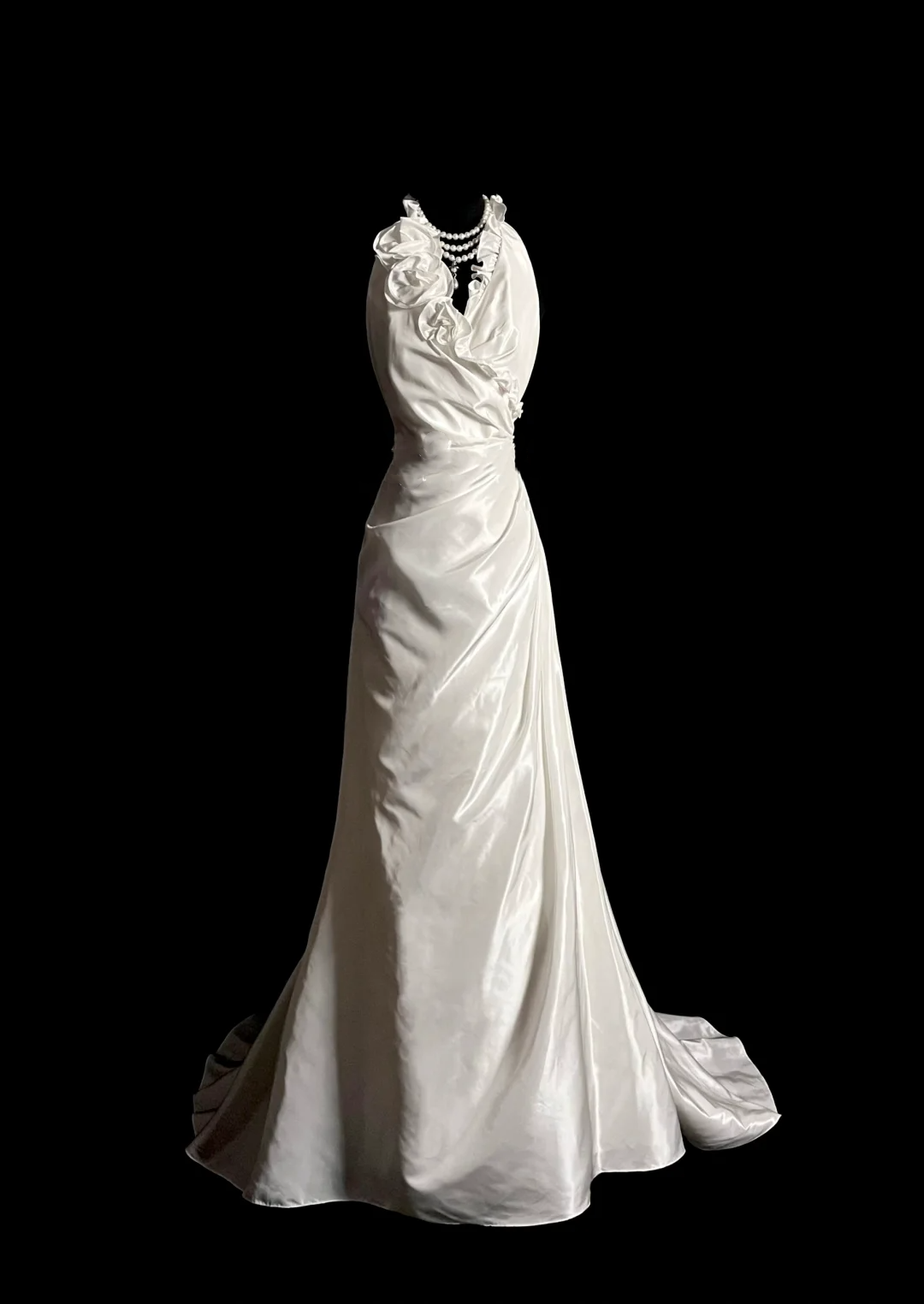 Vintage Wedding Dress A line Halter White Satin Long Wedding Dresses Bridal Gowns DP2035