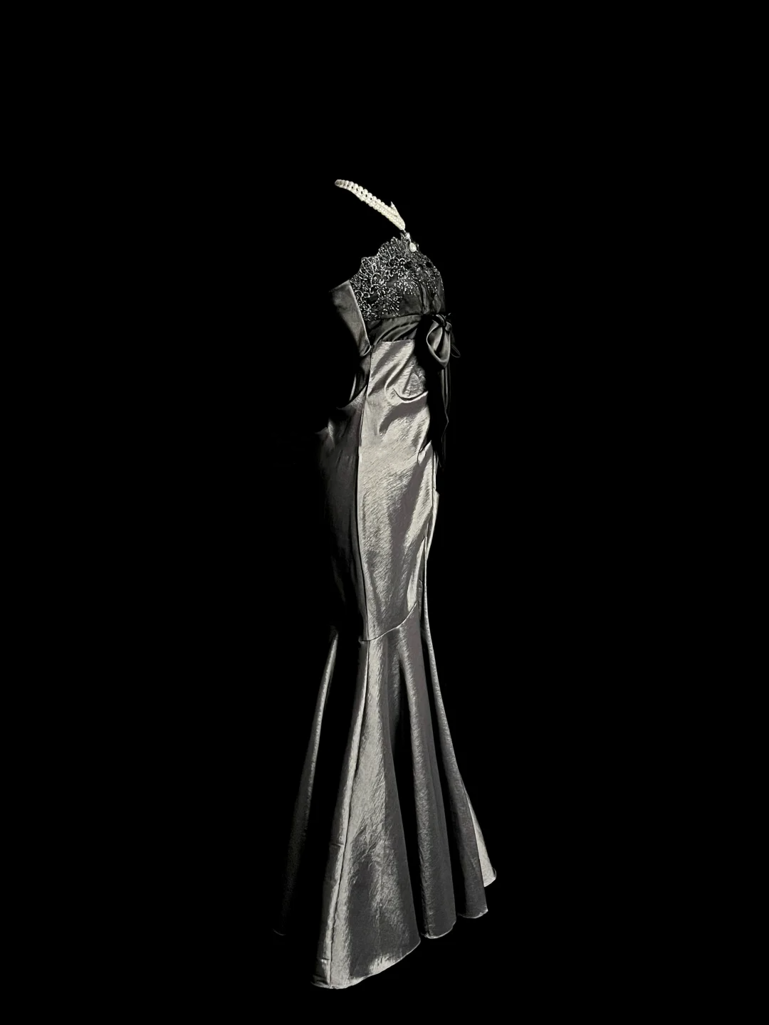 Vintage Mermaid Spaghetti Straps Satin Gray Long Evening Party Gowns Evening Formal Dresses Prom Dress DP2036