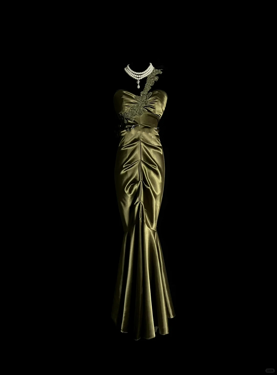 Vintage Mermaid One Shoulder Green Satin Long Evening Party Gowns Evening Formal Dresses Prom Dress DP2037