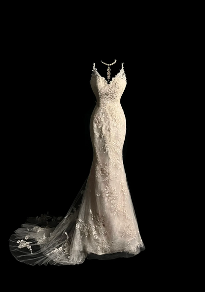 Vintage Wedding Dress Mermaid Spaghetti Straps Lace White Long Boho Wedding Dresses Retro 1970s Bridal Gowns DP2040