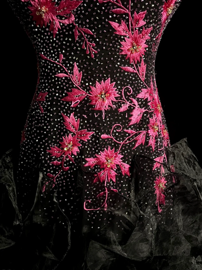 Vintage Ball Gown Halter Black Beaded Long Prom Dress Party Dress Graduation Dresses Evening Gowns DP2042