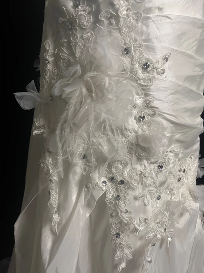 Retro Wedding Dress Mermaid Sweetheart White Satin Long Wedding Dresses Retro 1970s Bridal Gowns DP2045