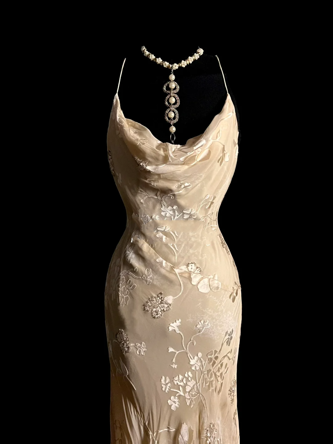 Vintage Mermaid Spaghetti Straps Champagne Lace Long Prom Dress Party Dress Graduation Dresses DP2048