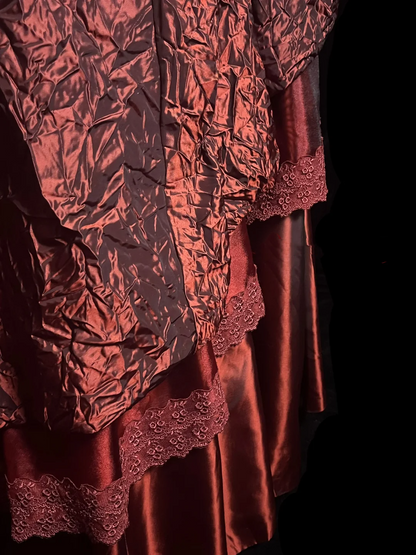 Modest Ball Gown Strapless Burgundy Floral Long Prom Dress Party Dress Graduation Dresses Sweet 16 Dress DP2049