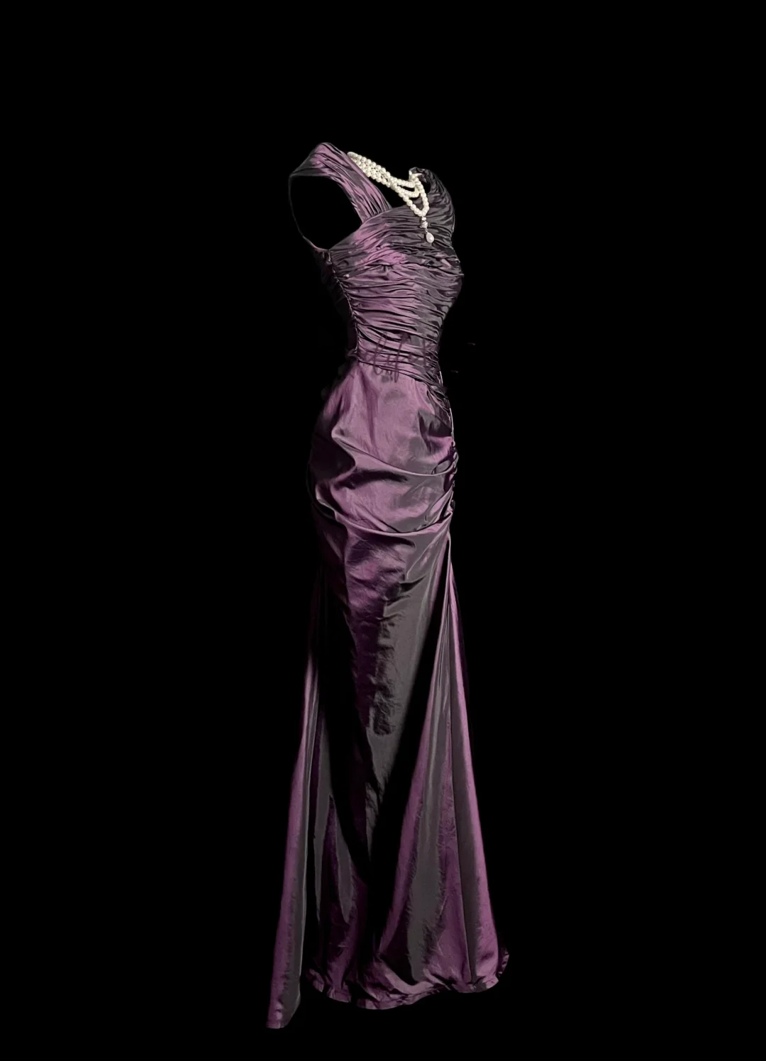 Vintage Mermaid Grape Taffeta Long Prom Dress Party Dress Graduation Dresses DP2050