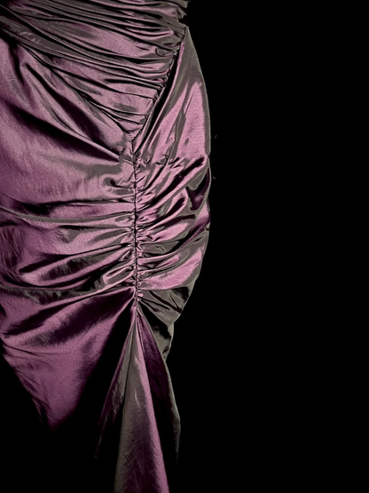 Vintage Mermaid Grape Taffeta Long Prom Dress Party Dress Graduation Dresses DP2050