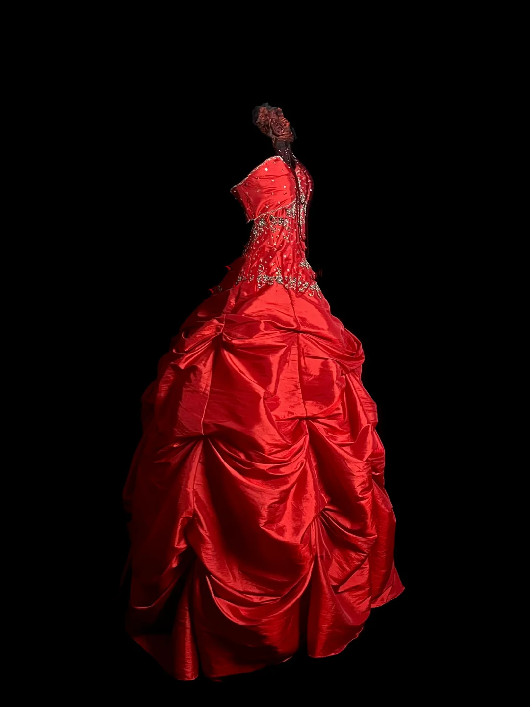 Vintage Ball Gown Sweetheart Red Ruffles Beaded Long Prom Dress Party Dress Graduation Dresses Sweet 16 Dress DP2051