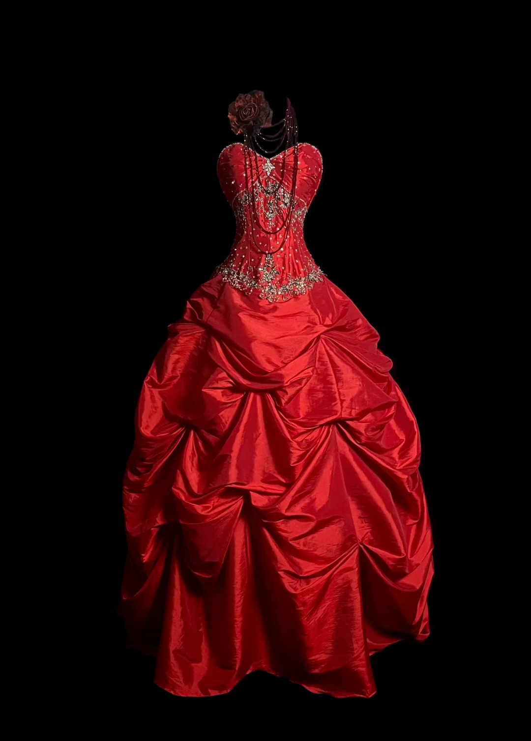 Vintage Ball Gown Sweetheart Red Ruffles Beaded Long Prom Dress Party Dress Graduation Dresses Sweet 16 Dress DP2051