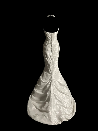 Vintage Wedding Dress Mermaid Strapless Ivory Taffeta Long Wedding Dresses Retro 1970s Bridal Gowns DP2056