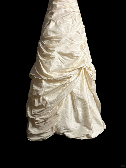 Vintage Wedding Dress Ball Gown Sweetheart Ivory Taffeta Long Wedding Dresses Retro 1970s Bridal Gowns DP2057