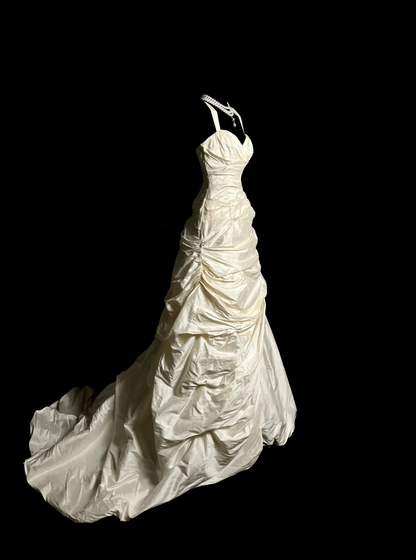 Vintage Wedding Dress Ball Gown Sweetheart Ivory Taffeta Long Wedding Dresses Retro 1970s Bridal Gowns DP2057