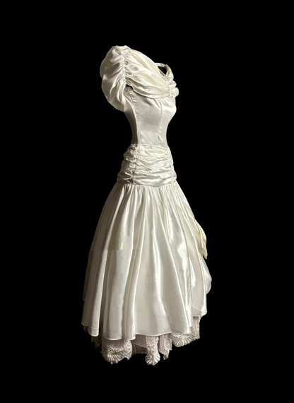 Vintage Wedding Dress Ball Gown Off The Shoulder Ivory Wedding Dresses Retro 1970s Bridal Gowns DP2062