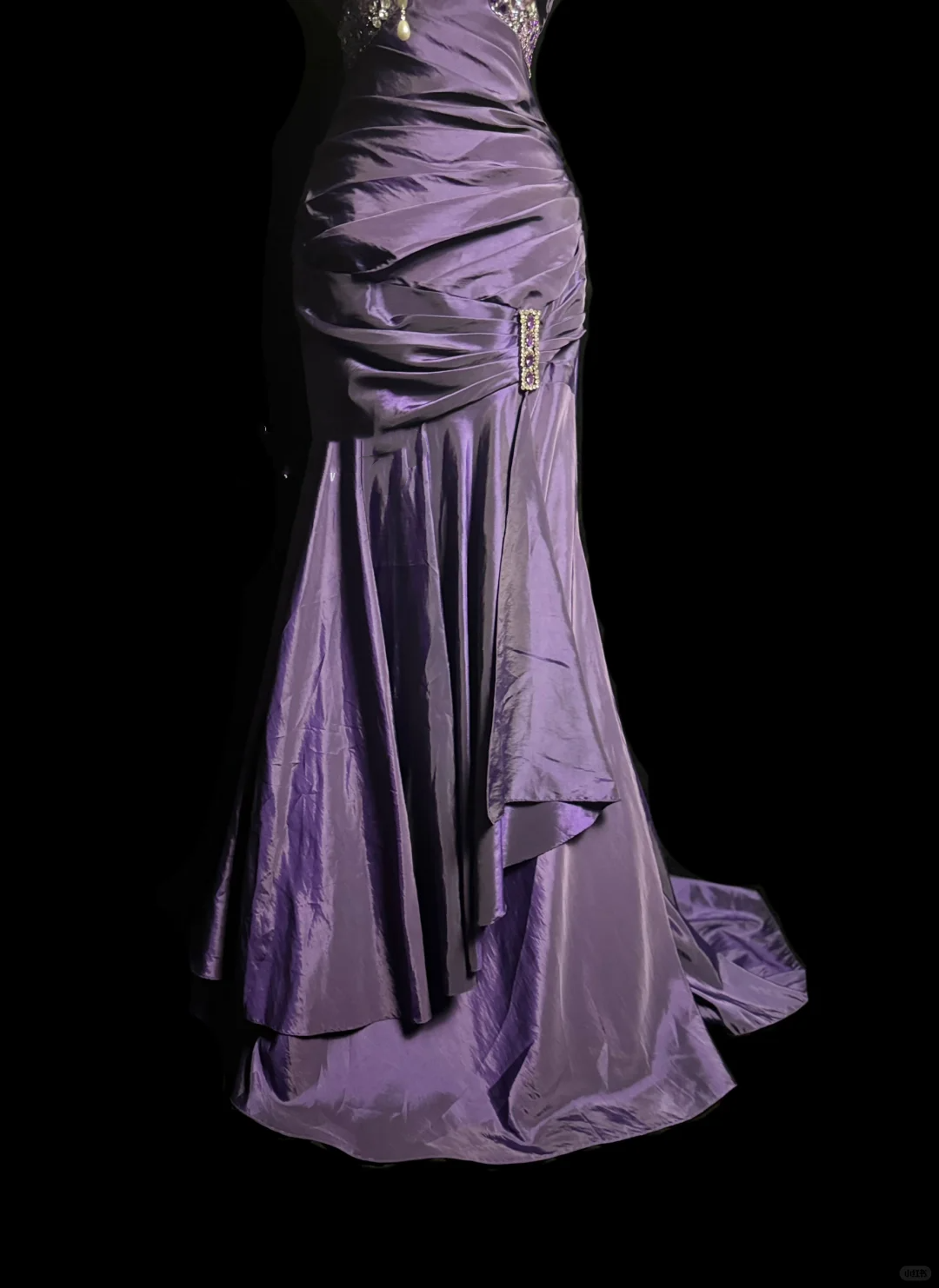 Vintage Mermaid Spaghetti Straps Taffeta Grape Pleated Long Prom Dress Party Dress Graduation Dresses DP2063