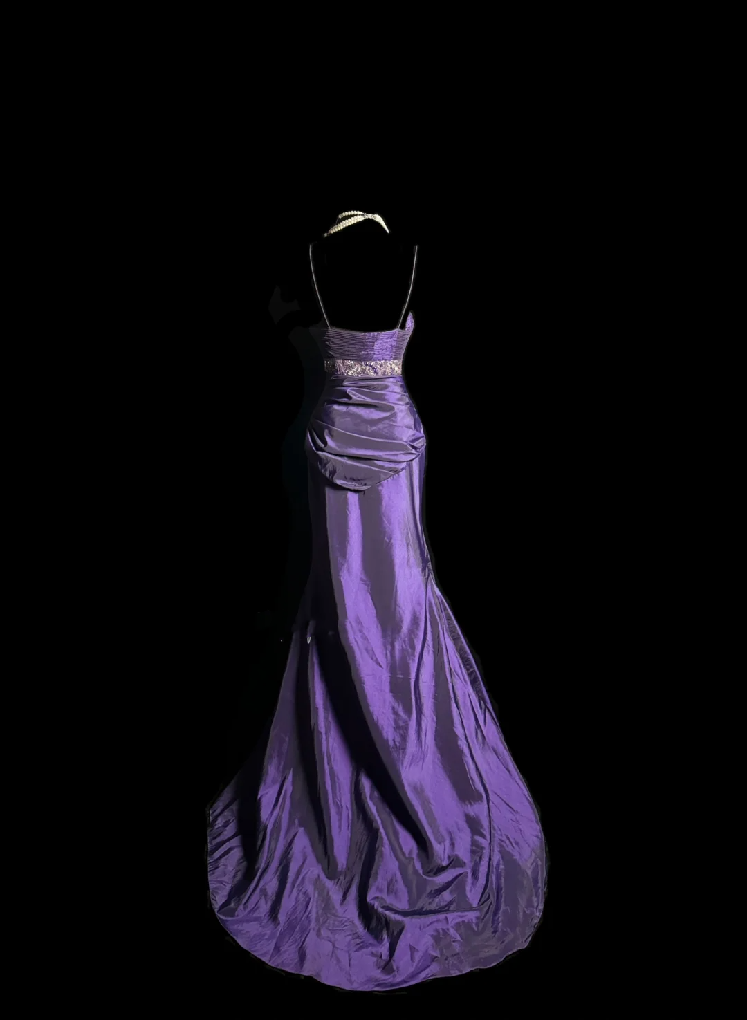 Vintage Mermaid Spaghetti Straps Taffeta Grape Pleated Long Prom Dress Party Dress Graduation Dresses DP2063