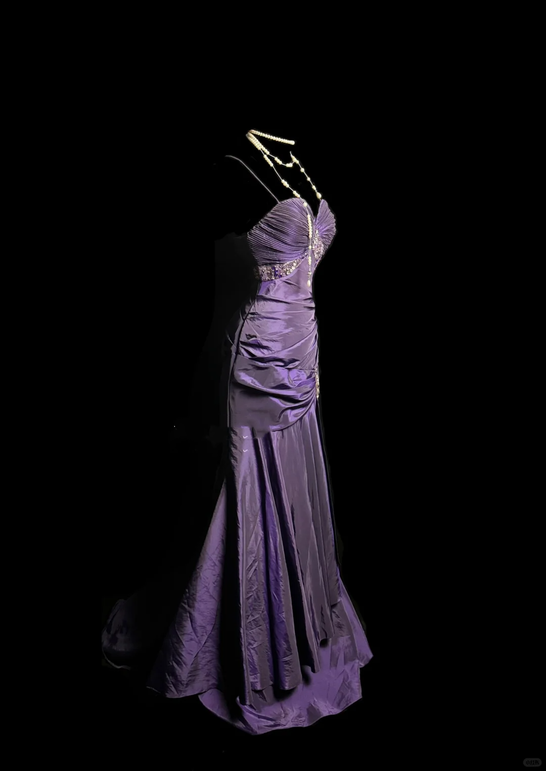 Vintage Mermaid Spaghetti Straps Taffeta Grape Pleated Long Prom Dress Party Dress Graduation Dresses DP2063