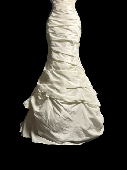 Vintage Wedding Dress Mermaid Sweetheart Ivory Taffeta Long Wedding Dresses Retro 1970s Bridal Gowns DP2065