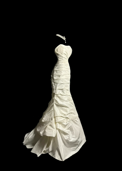 Vintage Wedding Dress Mermaid Sweetheart Ivory Taffeta Long Wedding Dresses Retro 1970s Bridal Gowns DP2065