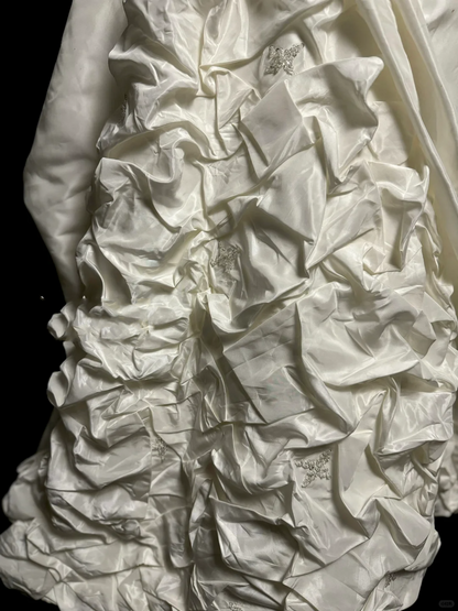 Vintage Wedding Dress Ball Gown Sweetheart Ivory Taffeta Long Wedding Dresses Retro 1970s Bridal Gowns DP2067