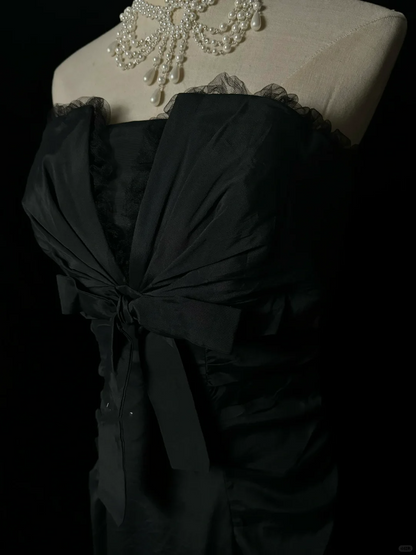 Retro Mermaid Strapless Black 20th Birthday Dress Long Prom Dress Birthday Outfits For Women DP2073