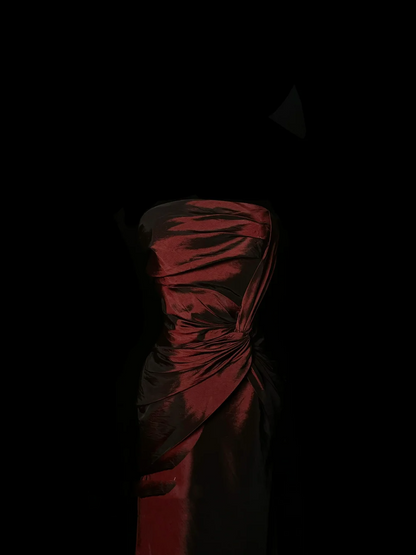 Retro Mermaid Strapless Burgundy 20th Birthday Dress Long Prom Dress Birthday Outfits For Women DP2074