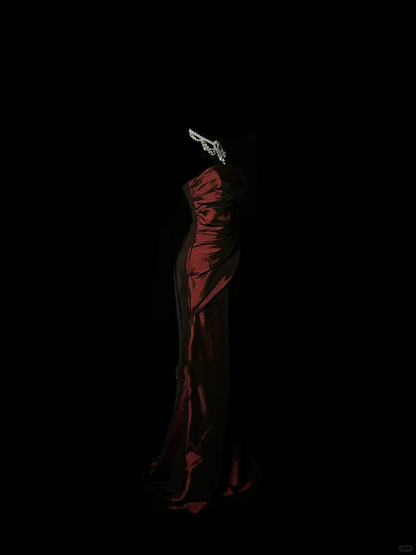 Retro Mermaid Strapless Burgundy 20th Birthday Dress Long Prom Dress Birthday Outfits For Women DP2074