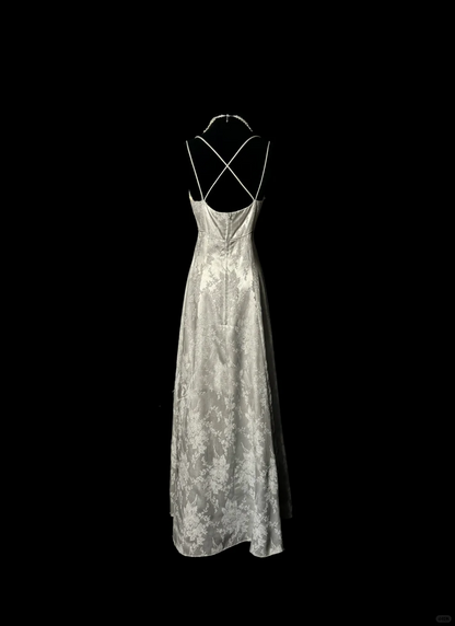 Retro Mermaid Spaghetti Straps Silver 20th Birthday Dress Long Prom Dress Birthday Outfits For Women DP2075