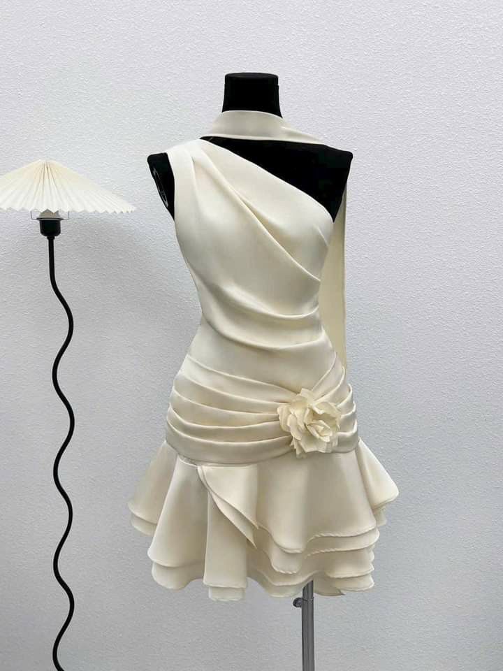 Cute A line One Shoulder White Summer Homecoming Dress Hoco Dress Mini 16th Birthday Outfit Cocktail Dresses DP2089