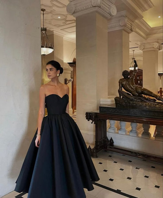 Pretty Ball Gown Sweetheart Black Night Dinner Evening Dresses Formal Summer Wedding Guest Dresses Wedding Guest Outfits DP2217
