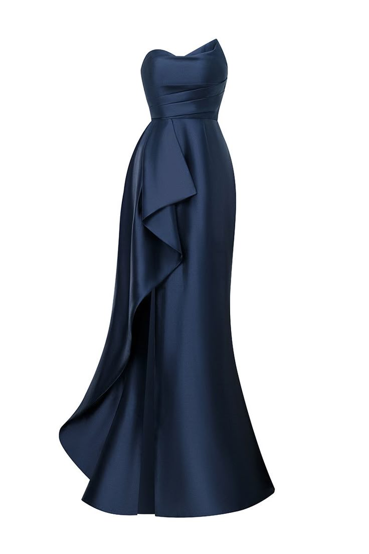 Elegant Mermaid Sweetheart Navy Blue Satin Prom Dresses Formal Summer Wedding Guest Dress Wedding Guest Outfits DP2246