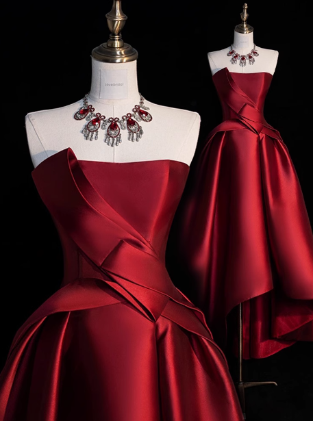 Gorgeous Ball Gown Strapless Burgundy Prom Dresses Formal Summer Wedding Guest Dresses Wedding Guest Outfits DP2259