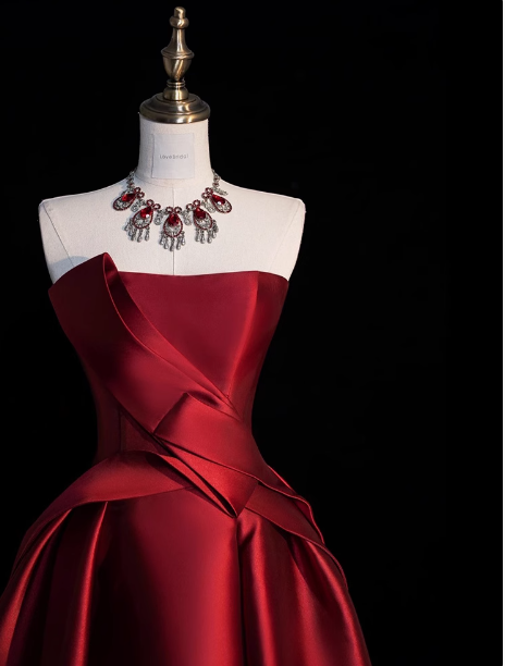 Gorgeous Ball Gown Strapless Burgundy Prom Dresses Formal Summer Wedding Guest Dresses Wedding Guest Outfits DP2259