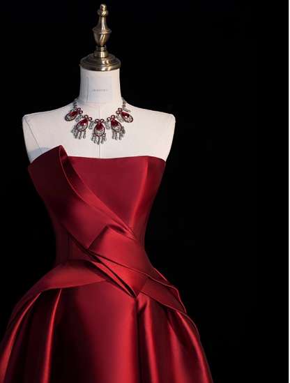 Gorgeous Ball Gown Strapless Burgundy Prom Dresses Formal Summer Wedding Guest Dresses Wedding Guest Outfits DP2259