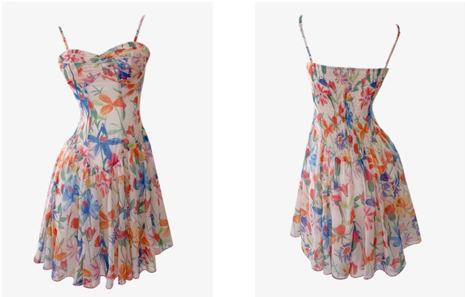 Sexy A line Spaghetti Straps Floral Chiffon Short Homecoming Dress Summer Hoco Dresses Cocktail Dress Birthday Outfits DP2288