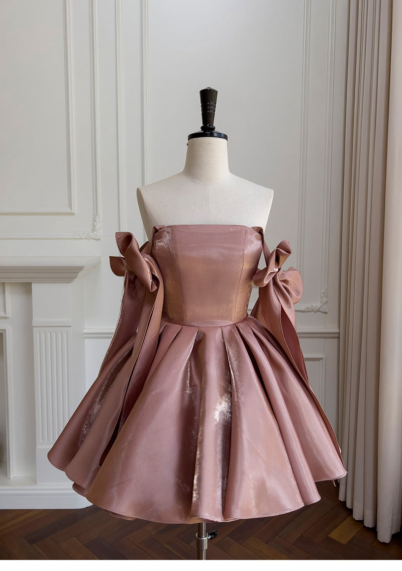 Sexy A line Spaghetti Straps Satin Brown Short Homecoming Dress Summer Hoco Dresses Cocktail Dress Birthday Outfits DP2289