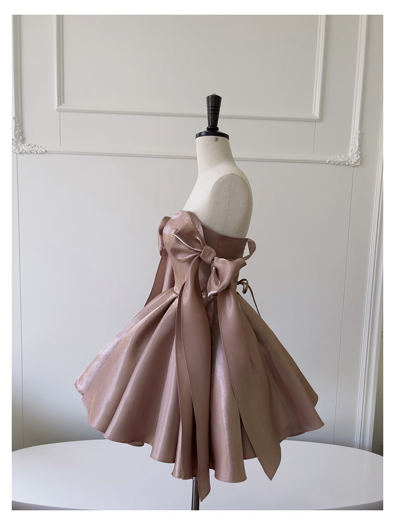 Sexy A line Spaghetti Straps Satin Brown Short Homecoming Dress Summer Hoco Dresses Cocktail Dress Birthday Outfits DP2289