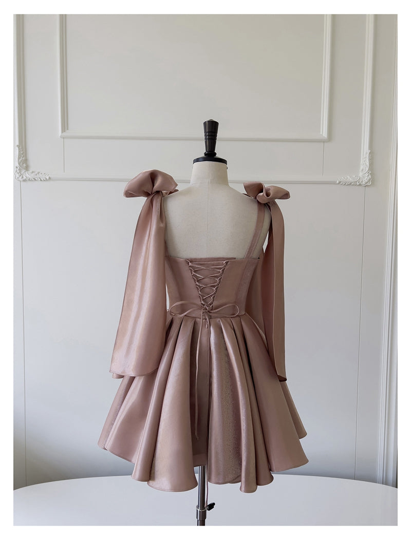 Sexy A line Spaghetti Straps Satin Corset Back Short Homecoming Dress Summer Hoco Dresses Cocktail Dress Birthday Outfits DP2291