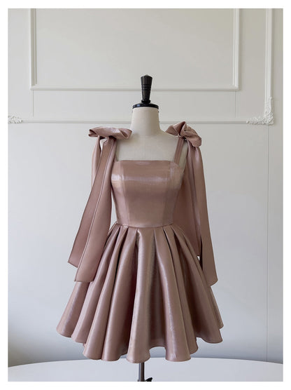 Sexy A line Spaghetti Straps Satin Corset Back Short Homecoming Dress Summer Hoco Dresses Cocktail Dress Birthday Outfits DP2291