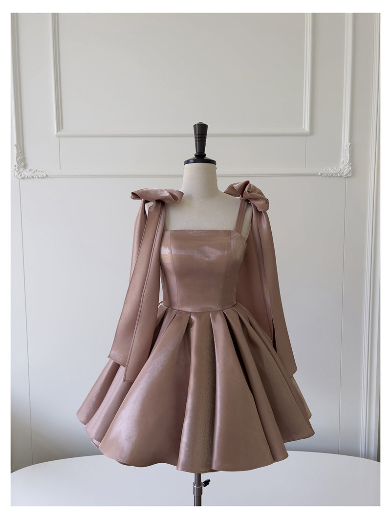 Sexy A line Spaghetti Straps Satin Corset Back Short Homecoming Dress Summer Hoco Dresses Cocktail Dress Birthday Outfits DP2291