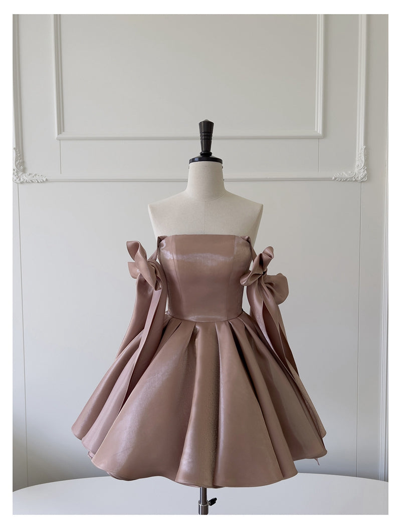 Sexy A line Spaghetti Straps Satin Corset Back Short Homecoming Dress Summer Hoco Dresses Cocktail Dress Birthday Outfits DP2291