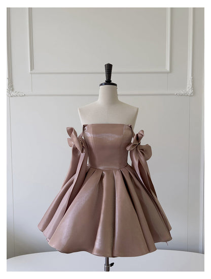 Sexy A line Spaghetti Straps Satin Corset Back Short Homecoming Dress Summer Hoco Dresses Cocktail Dress Birthday Outfits DP2291