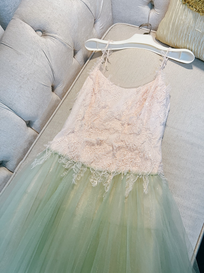 Elegant A line Spaghetti Straps Mint Green Prom Dresses Formal Summer Wedding Guest Dresses Wedding Guest Outfit DP2292